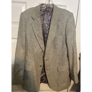 Joe Namath Signature Collection Grey Herringbone Blazer‎ Silk Wool 40R Vintage